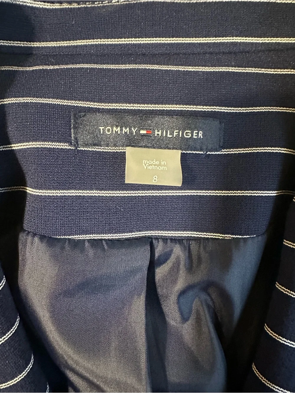 Tommy Hilfiger Navy and White Striped Blazer